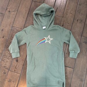 GAP Kids Green Hoodie Dress with Rainbow Star